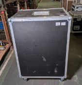 Large wheeled Ops rack 15U flight case with 8x rack shelves and 2x drawers with keys - black