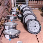 Various dial pressure gauges - Stewarts, Budenburg - see desc.