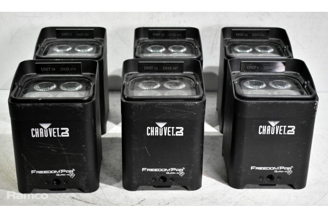 6x Chauvet DJ FreedomPar Quad-4IP battery uplighters in flight case - Image 4 of 13
