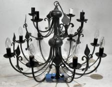 12-arm black chandelier - diameter : 600mm - height: 500mm with 16A connector