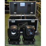 2x Clay Paky Mythos 2 C61391 - moving head beam light, 115/213V, with wheeled black flight case
