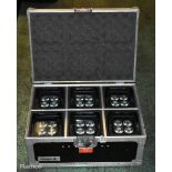 6x Chauvet DJ FreedomPar Quad-4IP battery uplighters in flight case