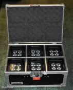 6x Chauvet DJ FreedomPar Quad-4IP battery uplighters in flight case