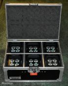 6x Chauvet DJ FreedomPar Quad-4IP battery uplighters in flight case