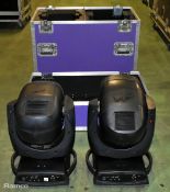 2x Clay Paky Mythos 2 C61391 - moving head beam light, 115/213V, with wheeled Blue flight case