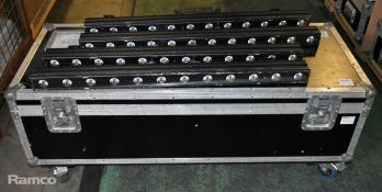 8x Chauvet Colorband Pix in wheeled flight case, 6 units in working order, 2x units spare and repair
