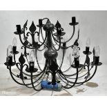 12-arm black chandelier - diameter : 600mm - height: 500mm with 16A connector