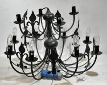 12-arm black chandelier - diameter : 600mm - height: 500mm with 16A connector