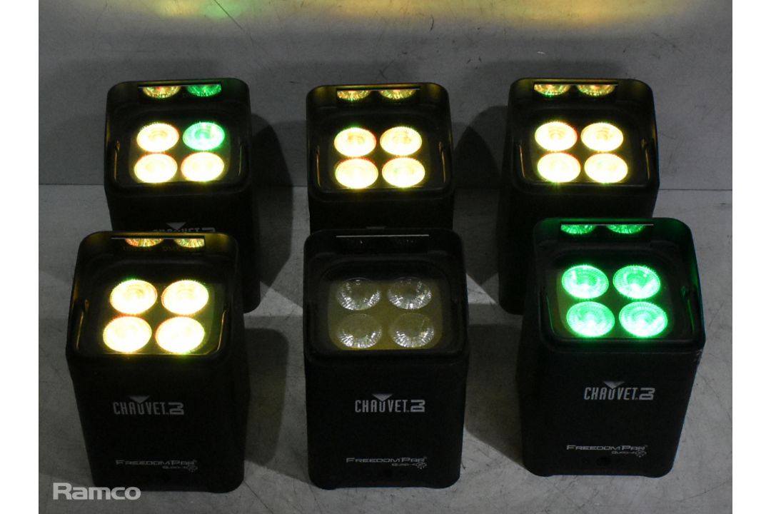 6x Chauvet DJ FreedomPar Quad-4IP battery uplighters in flight case - Image 7 of 13