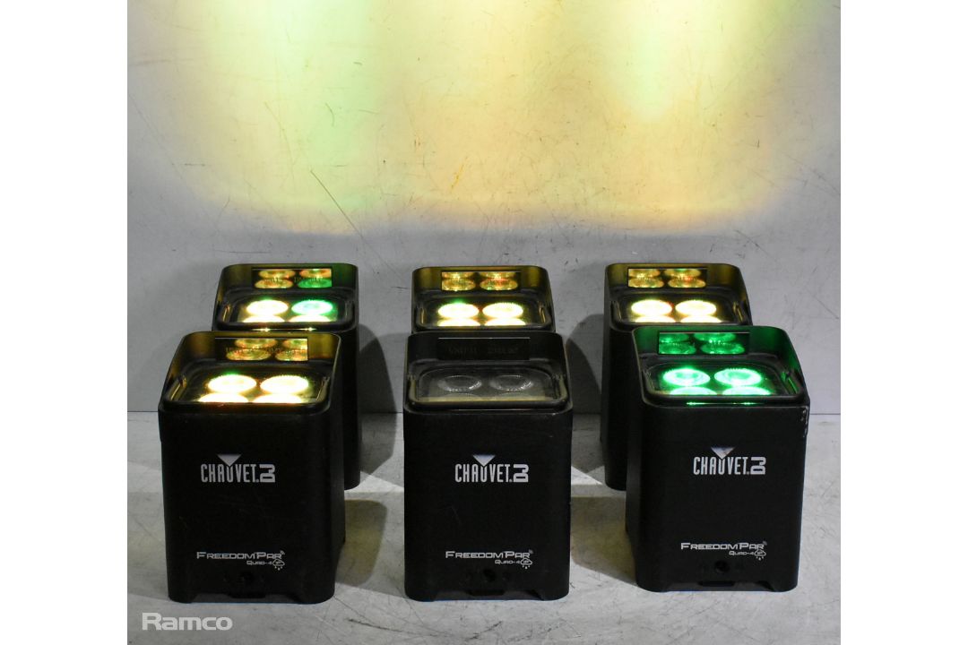 6x Chauvet DJ FreedomPar Quad-4IP battery uplighters in flight case - Image 6 of 13