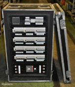 1x 72 Way hot rack, Powerlock Input with through, 13x Socapex,1x 32A TPNE, 6x 16A Outputs in case