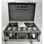 6x Metro Talkback belt units with single ear headsets plus an assortment of spares in flight case