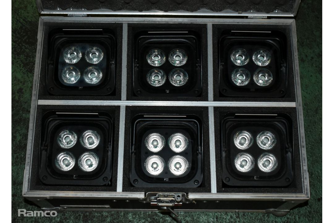 6x Chauvet DJ FreedomPar Quad-4IP battery uplighters in flight case - Image 3 of 13