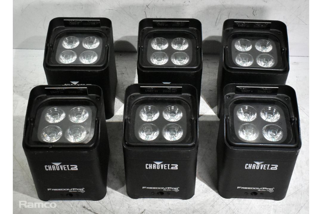 6x Chauvet DJ FreedomPar Quad-4IP battery uplighters in flight case - Image 5 of 13