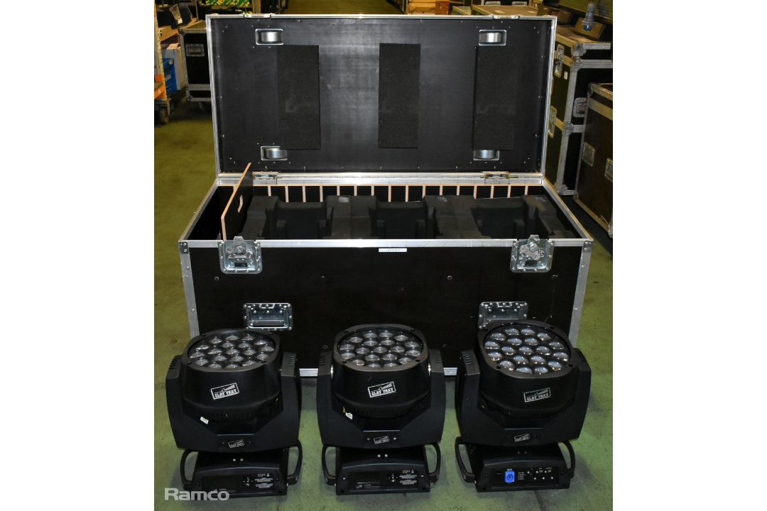 Clay Paky 3x Aleda B-EYE K10 C61419 moving LED wash light with wheeled flight case - Image 1 of 20