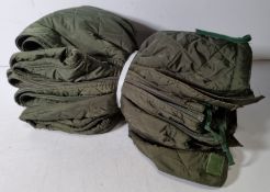 10x Cold weather green jacket liners - mixed sizes, 8x Cold weather green trousers liners