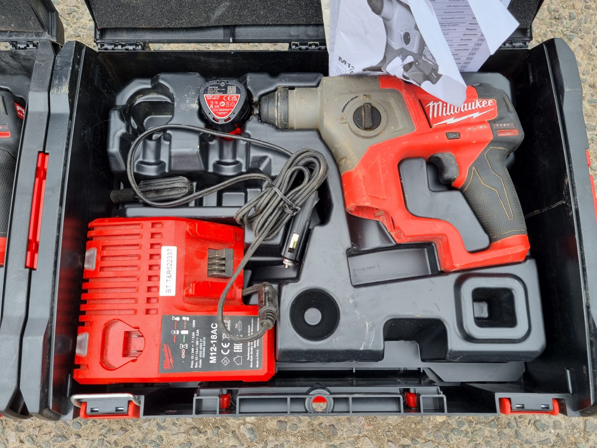 2x Milwaukee M12 CH hammer drill, c/w charger and battery with carry case - Image 3 of 5