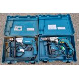 2x Makita HP2070 240V hammer drill in carry case