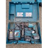 Makita DHR164 14.4V hammer drill c/w charger and 2x battery in carry case