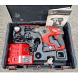 Milwaukee M12 CH hammer drill, c/w charger and battery and 4.0 Ah battery with carry case