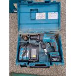 Makita BHR162 14.4V hammer drill c/w charger and battery in carry case