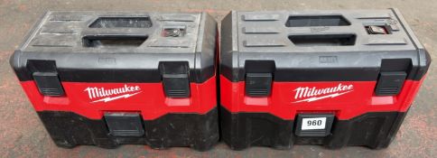 2X Milwaukee M18 VC-2 18v vacuum