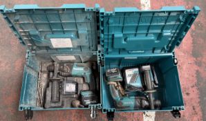2x Makita DHR164 14.4v hammer drill c/w charger & battery in carry case