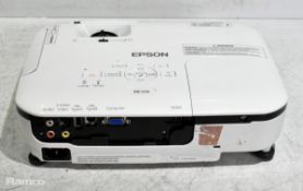 Epson H434B LCD projector with power cable and remote in storage bag