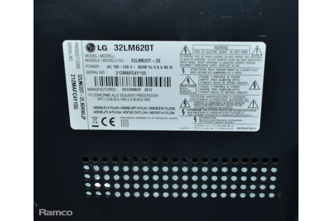 2x LG 32LM620T 32 inch 3D LED TVs in flight case - case dimensions: L 1230 x W 600 x H 660mm - Image 4 of 8