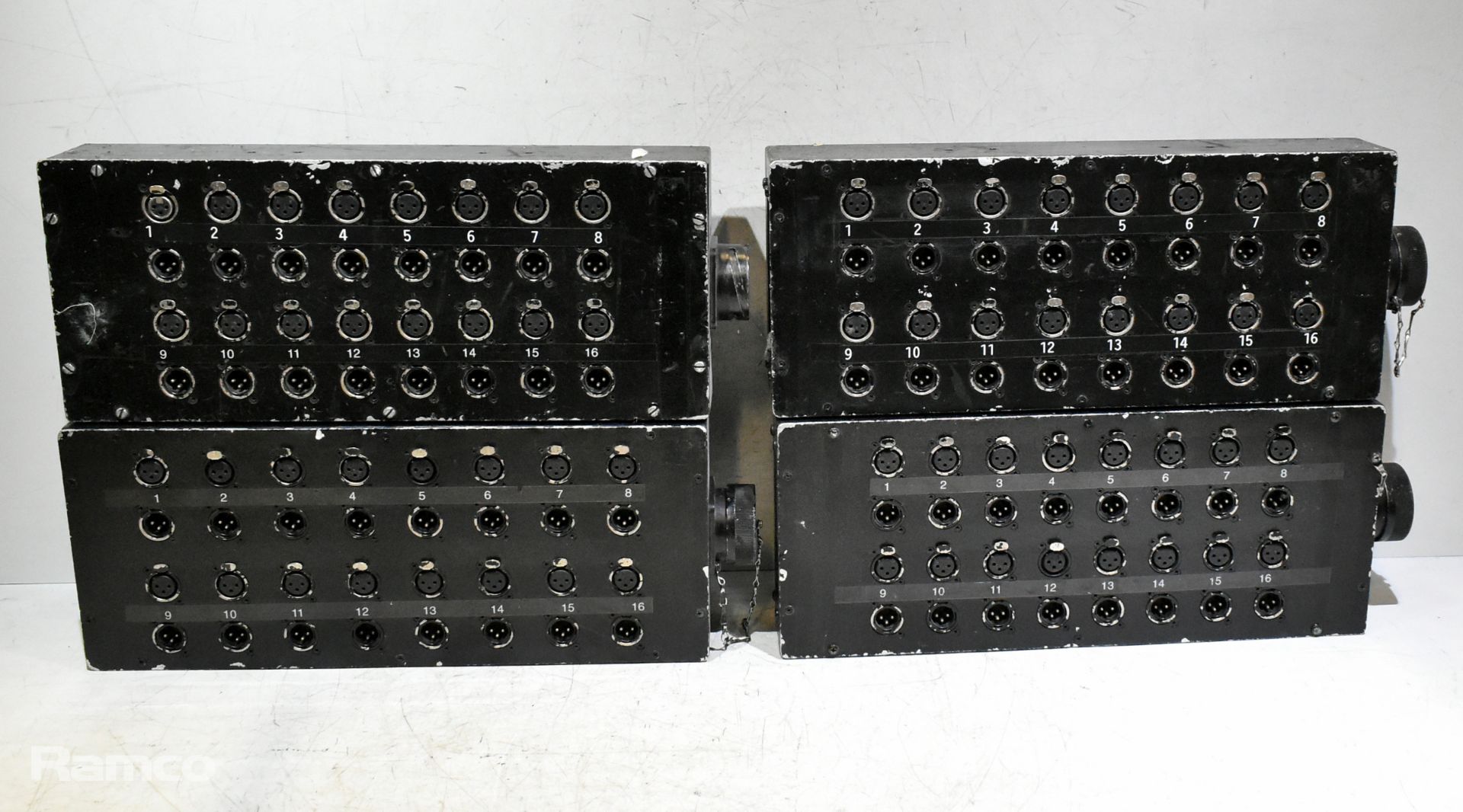 48 channel stage split box in flight case with 4x 16 channel stage boxes and multicore XLR cables - Image 9 of 14