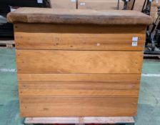 Wooden vaulting box - L 1290 x W 935 x H 1030mm - FEW CHIPS ON THE TOP TIER