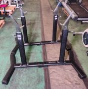 2x Origin Fitness adjustable barbell squat racks - W 750 x D 750 x H 1120mm
