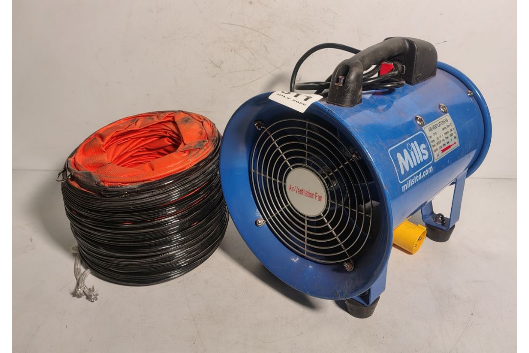Mills CTF-20 115V air ventilation fan with flexible ducting - Image 1 of 5