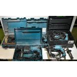 5x Makita and 1x Bosch electric corded drills with 4x cases - see description
