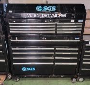 SGS 9 drawer tool cabinet with 8 drawer top box - W 1430 x D 460 x H 1640mm - NO KEYS