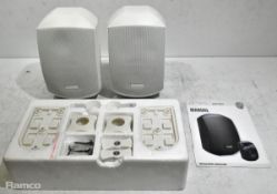 2x APart MASK4-W 4.25 inch two-way white indoor and outdoor loudspeakers and 2x mounting systems