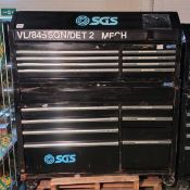 SGS 9 drawer tool cabinet with 8 drawer top box - W 1430 x D 460 x H 1640mm - NO KEYS