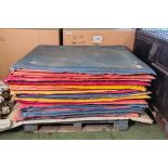 13x gym mats - mixed colours (red, yellow and blue) - L 1400 x W 1100mm - thickness: 50mm
