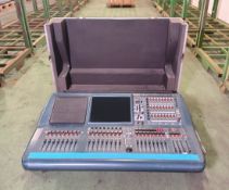 Midas Pro 2 live audio system digital mixing console with blue/silver wheeled flightcase