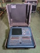 Midas Pro 1 digital console surface mixer with blue/silver wheeled flightcase