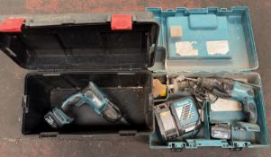 2x Makita BHR162 14.4V hammer drill c/w carry case and charger