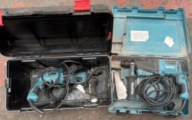 2x Makita HR2630 240V hammer drill c/w carry case