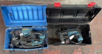 3x Makita HR1830 240V hammer drill c/w carry case