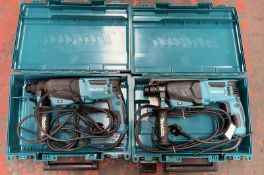 2x Makita HR2630 240V hammer drill c/w carry case
