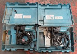 2x Makita HR1830 240V hammer drill c/w carry case