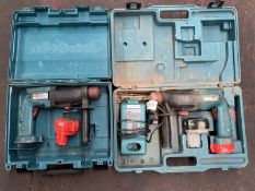 2x Makita HR160 12V hammer drill c/w carry case and charger