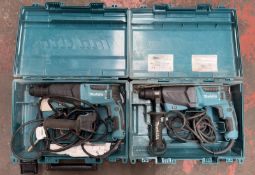 2x Makita HR2630 240V hammer drill c/w carry case