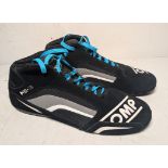 OMP KS-3 black & cyan kart boots, suede leather with mesh inserts - details in desc.