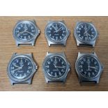 6x CWC W10-6645-99 British Army issue quartz wristwatches - 2005 - see desc.