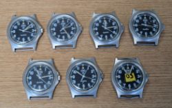 7x CWC W10-6645-99 British Army issue quartz wristwatches - 2005 - see desc.